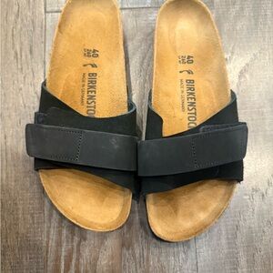 Birkenstock Black and Tan Slide Sandals